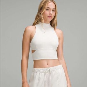 Lululemon Ribbed Softstreme Mockneck Cropped Tank Top in Bone